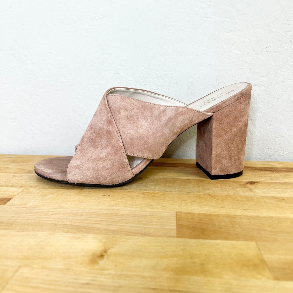 Cole Haan‎ Mules Grand OS Size 9.5 Brown Suede Criss Cross Block Heel Sandals